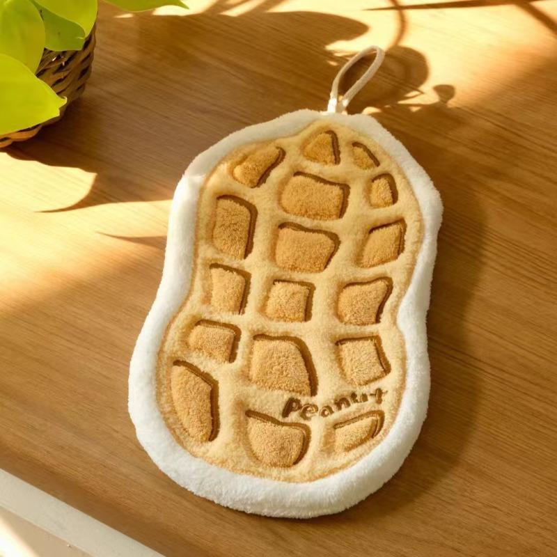 Pumpkin, Hazelnut and Peanut Hand Towel for Kitchen. Coral Fleece Towel. Thick and Extra Absorbent Hand Towel. Water-absorbing.