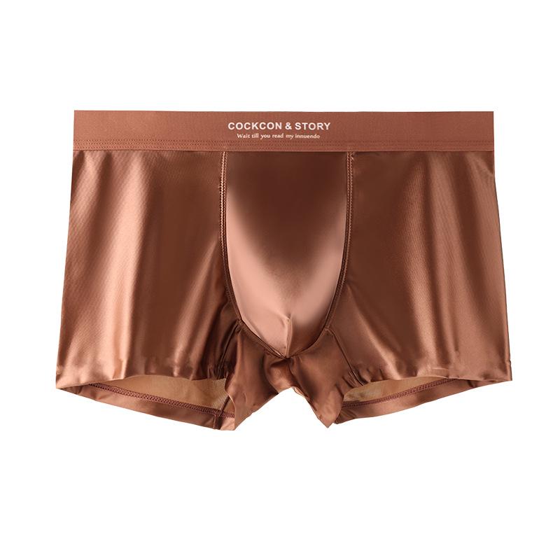 Herren Light Luxury Satin Ice Silk Boxershorts mit antibakteriellem Maulbeerseiden-Schritt - Modisch und Nude-Gefühl. 6XL