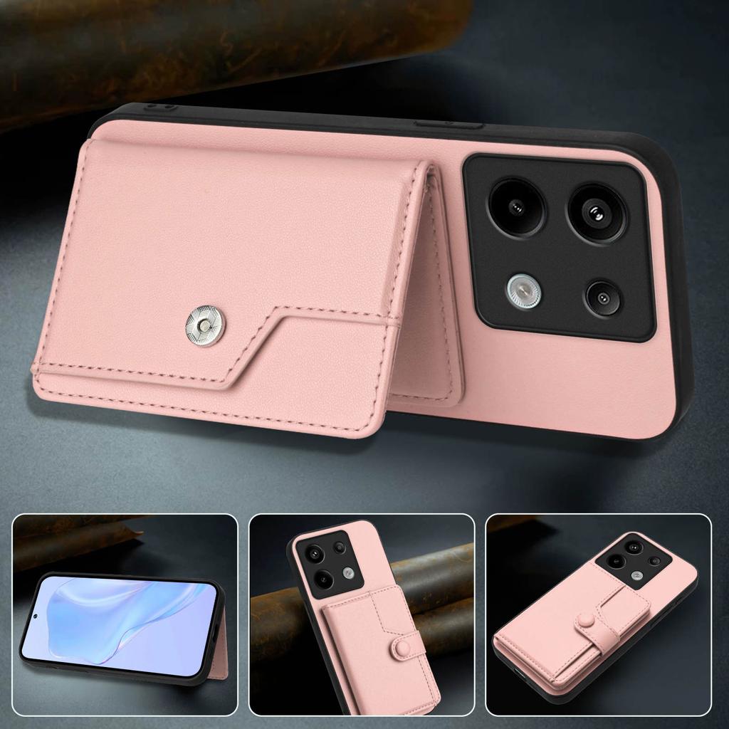 Für Xiaomi Poco X6 5G/Xiaomi Redmi Note 13 Pro 5G Hülle RFID-Blockierender Kartenhalter Ständer TPU + PU-Leder Handy-Rückseite