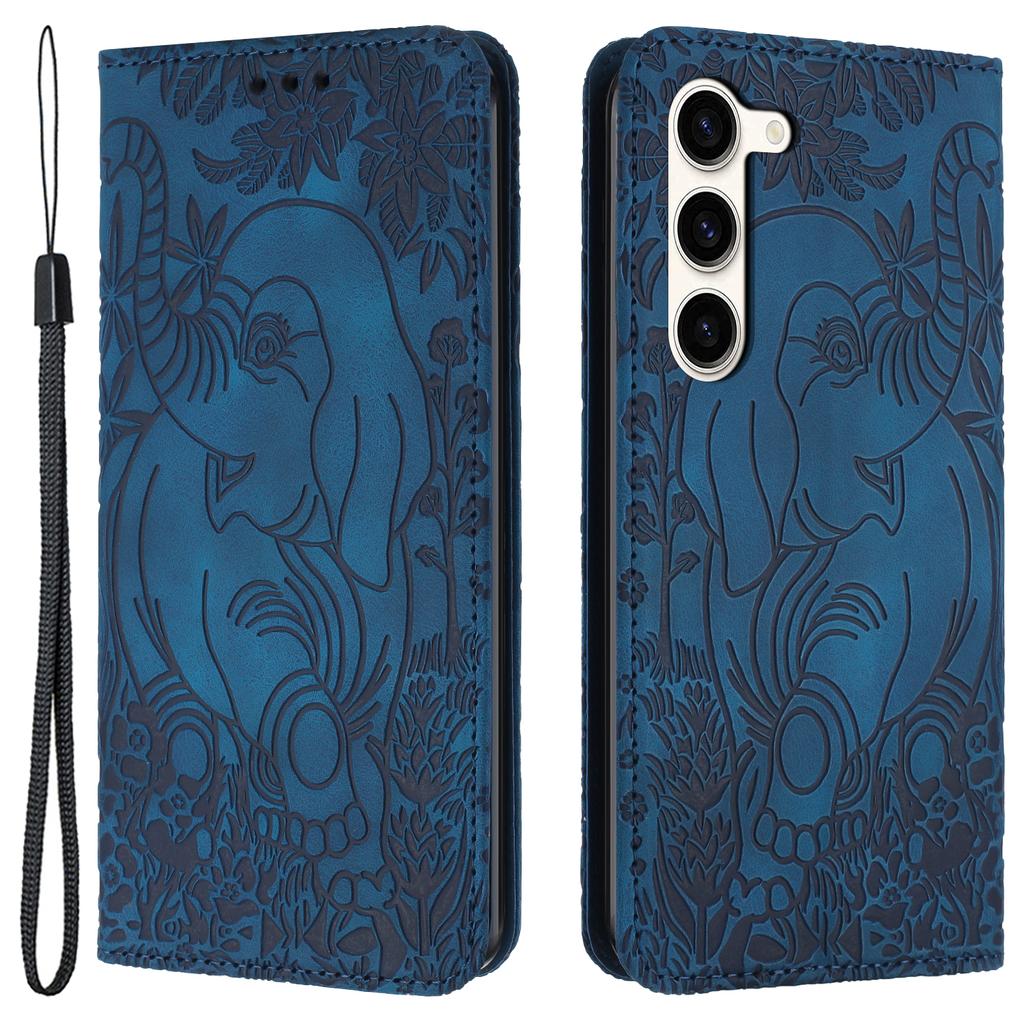 For Samsung Galaxy S23 Case Leather Magnetic Wallet Phone Cover Elephant Pattern