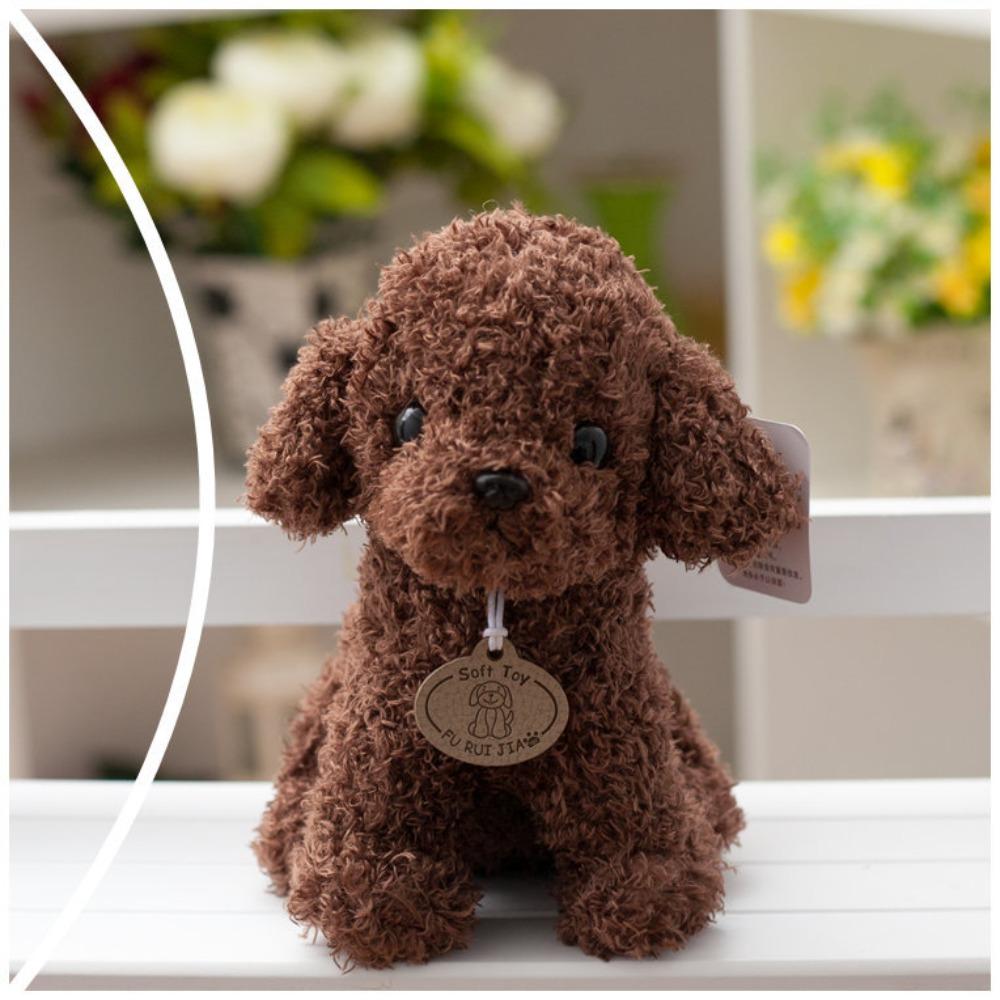 Simulatie teddyhond pluche speelgoed pop puppy lappenpop schattige kinderhond mascotte 25cm black