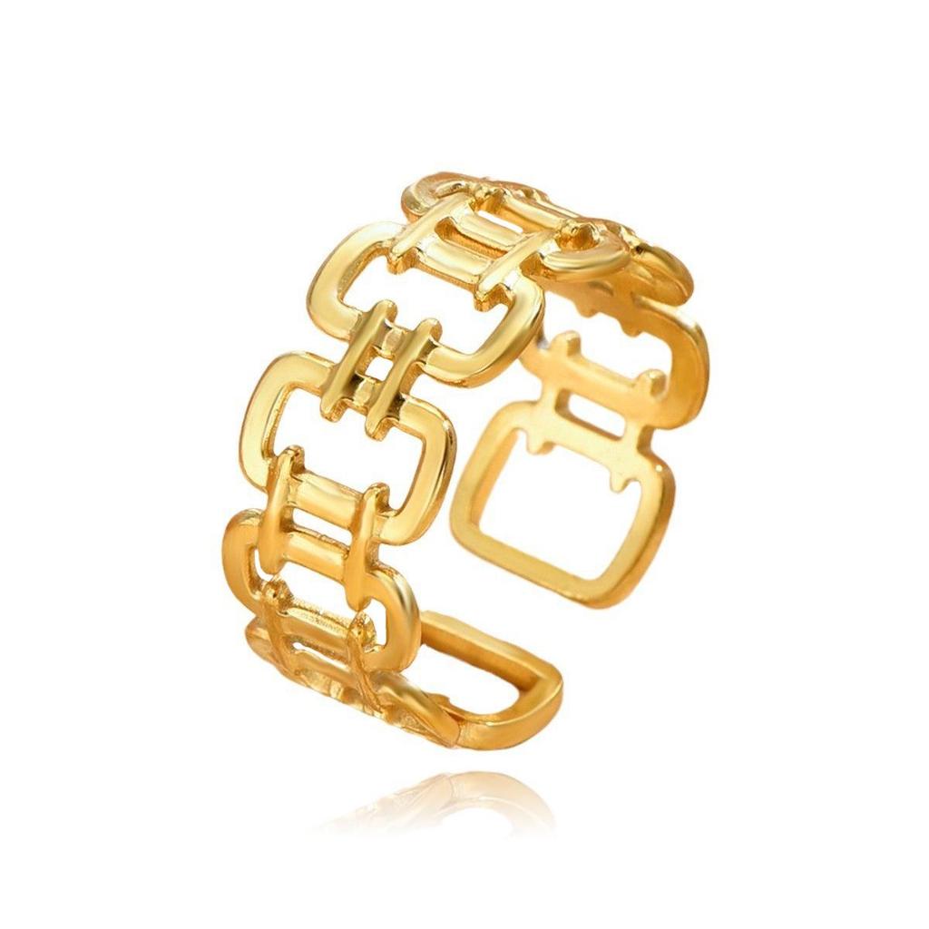 Adjustable Geometric Titanium Steel Square Ring