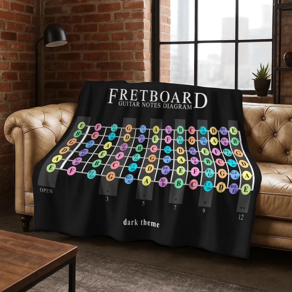 Guitar Bass Chords Theory Chart Music Flannel Blanket Soft Warm Blanket For Bedroom Room Living Room Bed Travel Camping Picnic