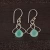 Aqua Chalcedony Gemstone 925 Stamped Silver Jewelry Handmade Hook Earrings 1.50" EE-2-14