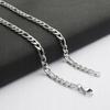 Men' Silver Figaro Chain 60cm Diamond + FREE