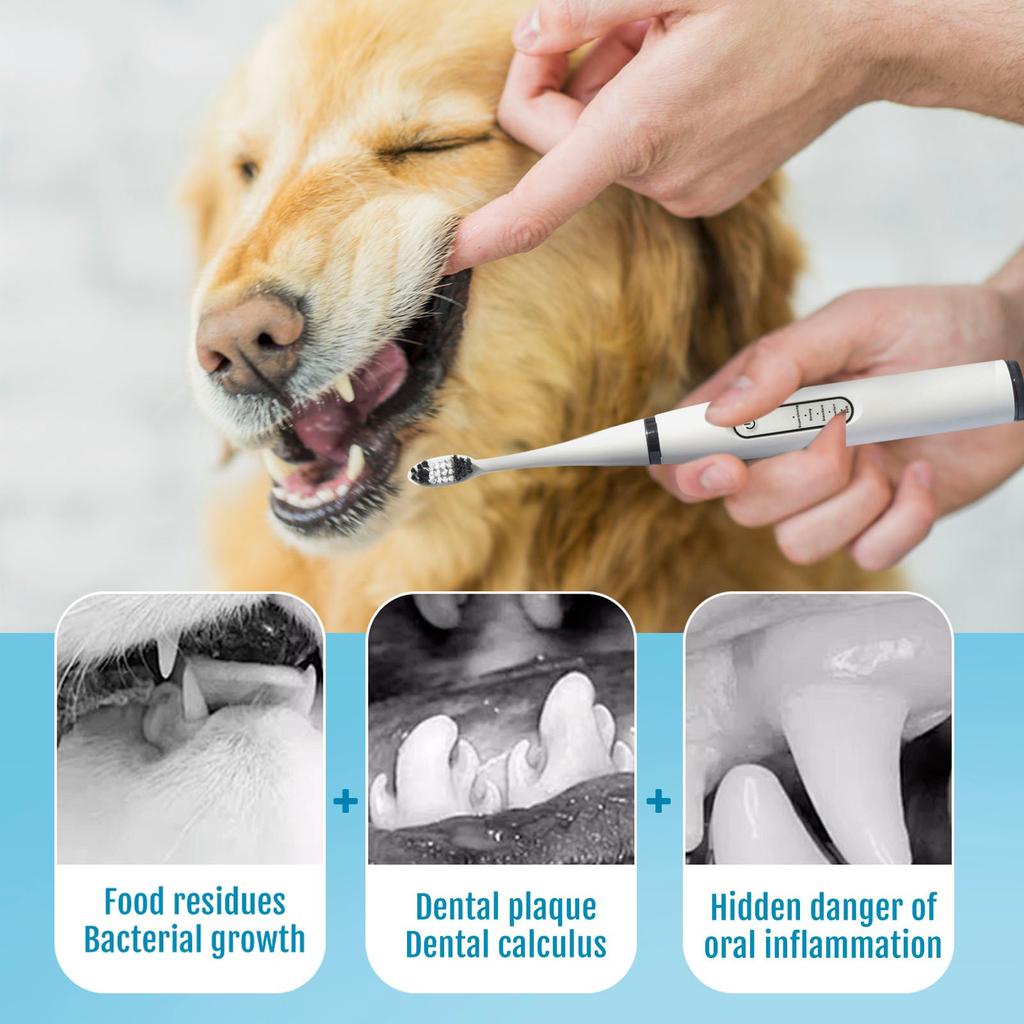 Plaque Remover For Teeth - Electric Toothbrush For Dogs Pet Brush Set, Effective Care Of Teeth, Pet Must Have, Help Dog Oral Health.