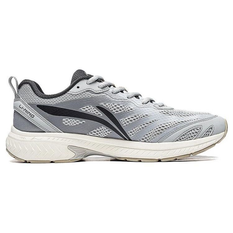 Li-Ning Fuyiao Fabric Synthetic Leather Non-Slip Wear-Resistant Breathable Low-Top Running Shoes Men Sneaker Light-Smoke-Gray ARXT011-3