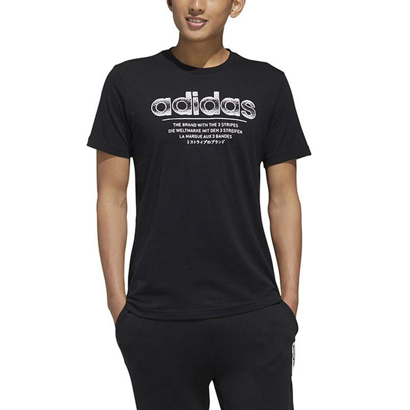 Adidas T Shirts Men's Black Crew Neck Moderate Straight Fit FM6242
