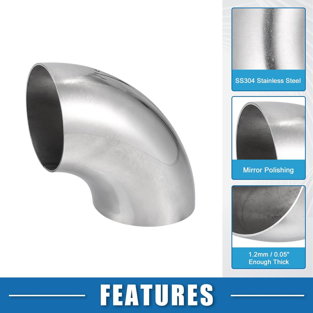 A ABSOPRO 90 Degree Steel Exhaust Elbow Pipe Bend Tube, Durable 63mm OD Modified