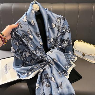 Design Satin Silk Shawl Hijab Scarf Women Fashion Summer Sunscreen Beach Stole Wraps Bufanda Female Headkerchief Echarpe