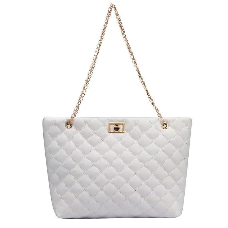 Tote Bags For Women Pu Leather Diamond Lattice Handbag Personality Large Capacity Underarm Shoulder Bag Premium