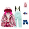 Children's Fashion Skiwear Set Boys' And Girls' Thickened Waterproof Thermal Ski Suit Five-Piece Outfit With Jacket And Trousers