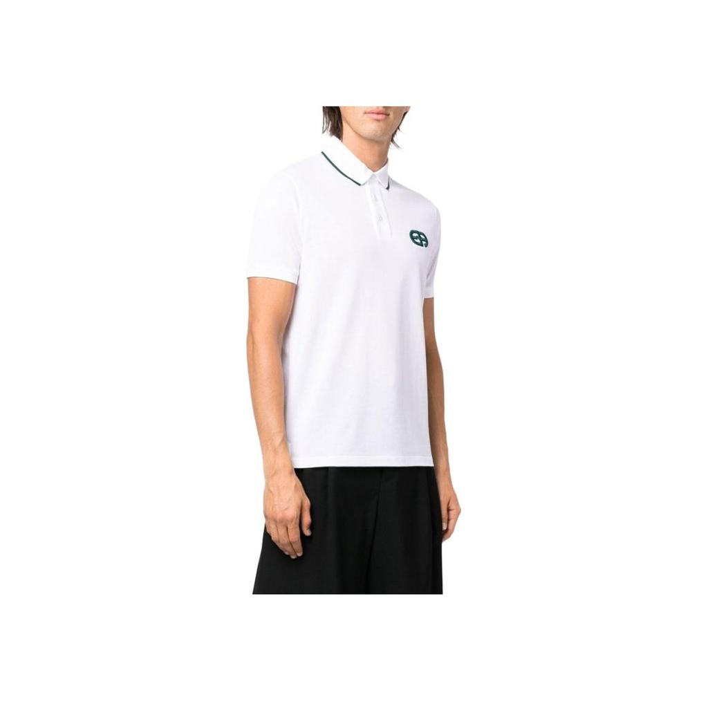 Emporio Armani Color Block Striped Logo Print Short Sleeve Polo Shirt Men tops White 6L1FA5-1JTKZ-0100