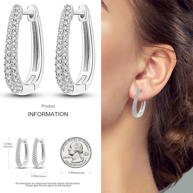 Boucles d'Oreilles Créoles en Argent 925 Zircon Coloré Boucles d'Oreilles Créoles Pavées Pour Femmes Filles Bijoux Cadeau