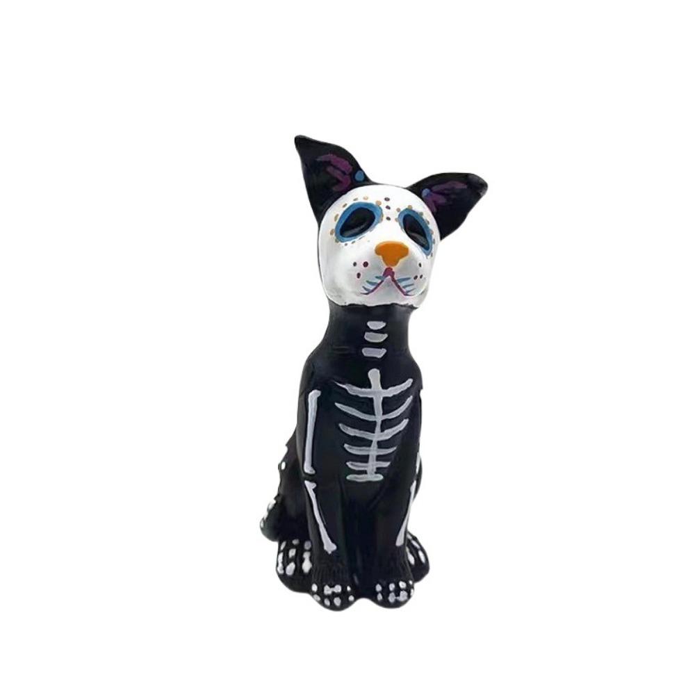 

Colorful Black Cat Skeleton Figurine Hand-Painted Cat and Dog Ornaments Indoor Dog