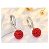 Women S925 Silver Needle Full Crystal Round Ball Ear Buckle Fashion Earrings Jewelry