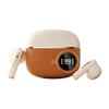 D339 Retro Wireless Bluetooth Earbuds with Digital Display, Noise-Canceling, Long Battery Life, Leather Texture Design