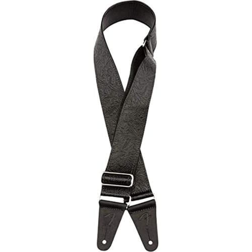 Fender Tooled Leather Guitar Strap, 2", Black