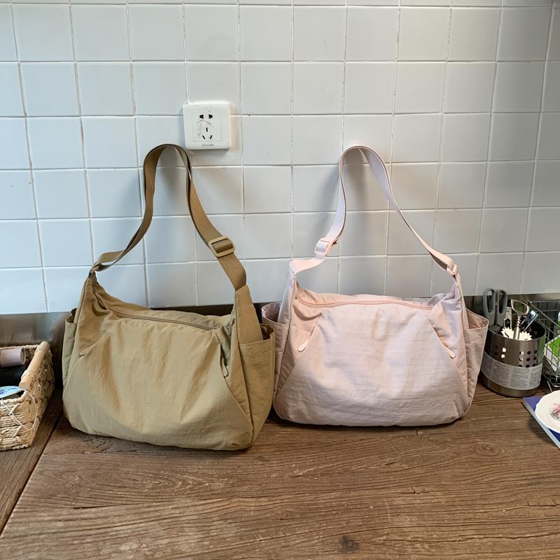 Nylon Shoulder Bag Women's Solid Color Large Capacity Crossbody Bag