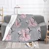 Cherry Blossom & Cranes-Grey Blanket For Sofa Bed Travel Cherry Blossom Sakura Cherry Blossom Cherry Blossom