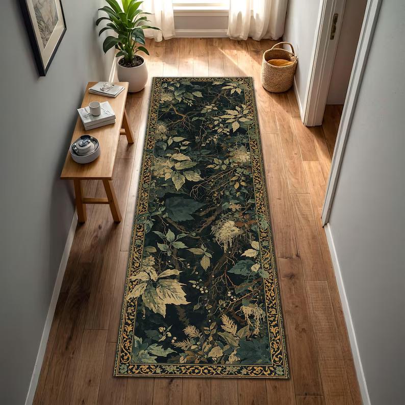 

Oriental Floral Pattern Area Carpet Mat Rug Home Decoration Chinese Style Modern Hallway Living Room Floor Rugs for Bedroom 40X120CM