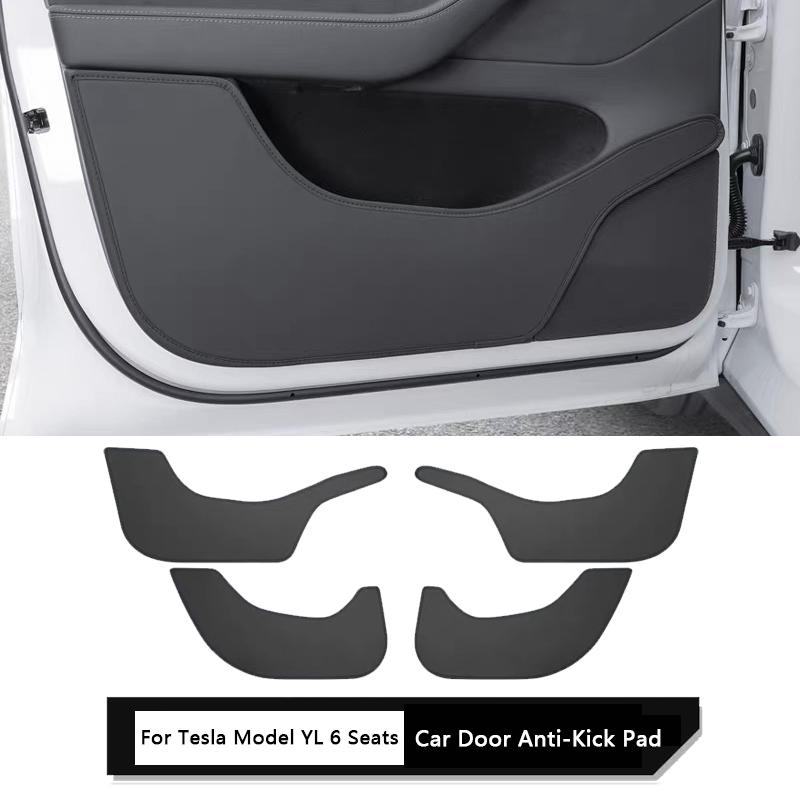 Car Door Anti-Kick Pads For Tesla Model YL 6-Seater Leather Side Door Panel Protector Anti-scratch Cover Car Interior Decoration