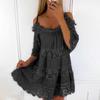 Sukienka w stylu księżniczki Off Shoulder Lace Strap Dress Casual Solidna sukienka o luźnym kroju