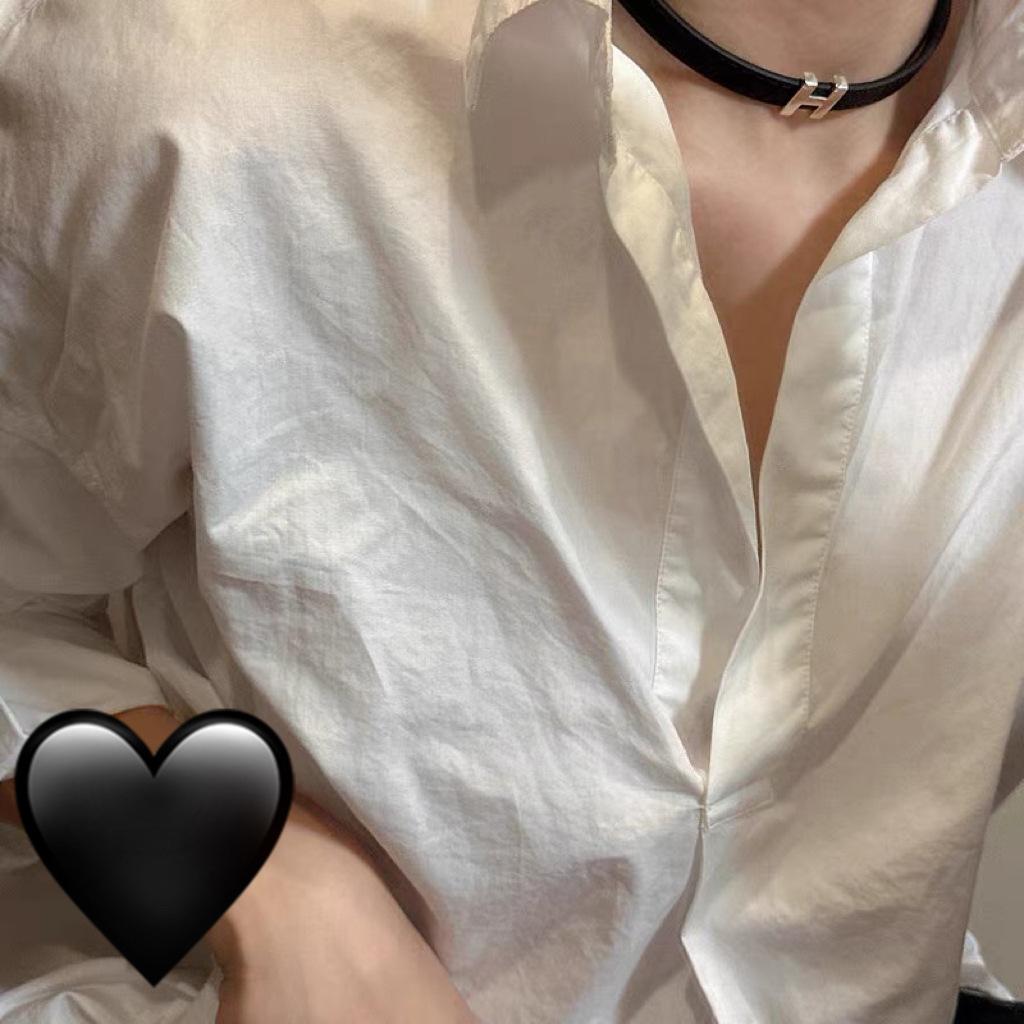 Niche Design Sense Black Belt Buckle Choker Daily Neck Accessories Short Collar Minimalist Neck Ring Women