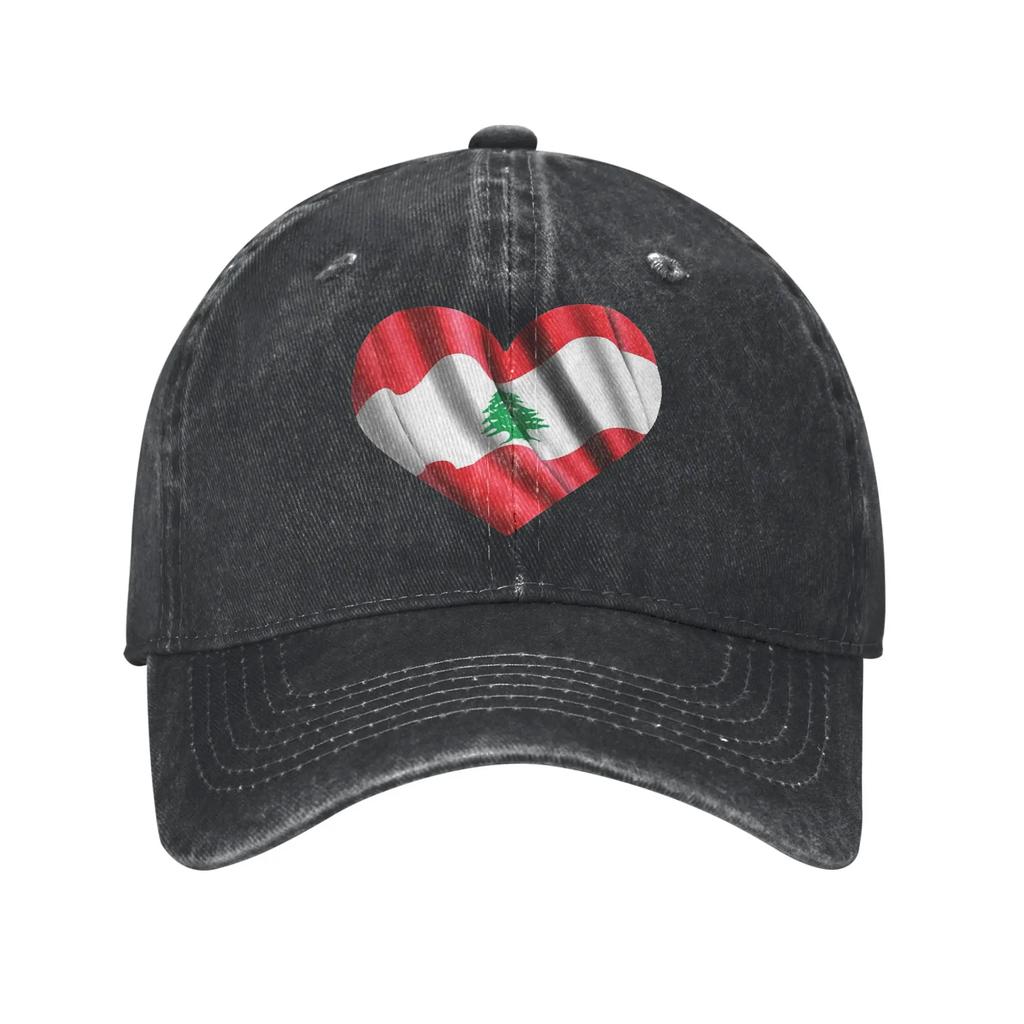 Lebanon Flag Heart Accessories Baseball Caps Unisex Casual  Caps Hat Adjustable Trucker Hats Snapback Cap