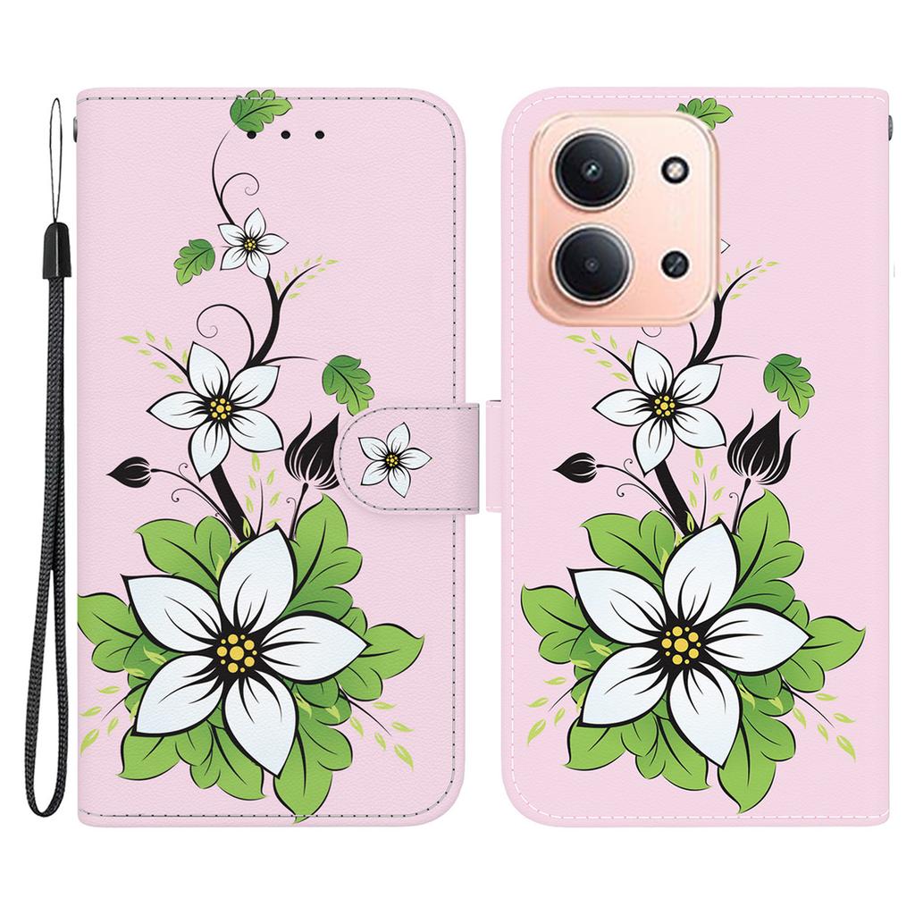 For Xiaomi Redmi 15C 5G (EU) (173mm)/15C 4G (EU) (173mm) Wallet Phone Case Pattern Printing Leather Flip Cover with Strap