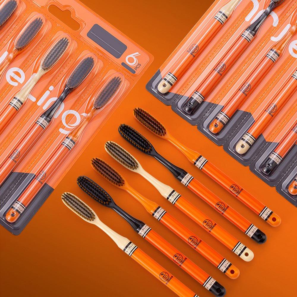 6PCS/5PCS/1PC - Long head, short head soft bristled toothbrush with fine bristles, efficient for cleaning teeth