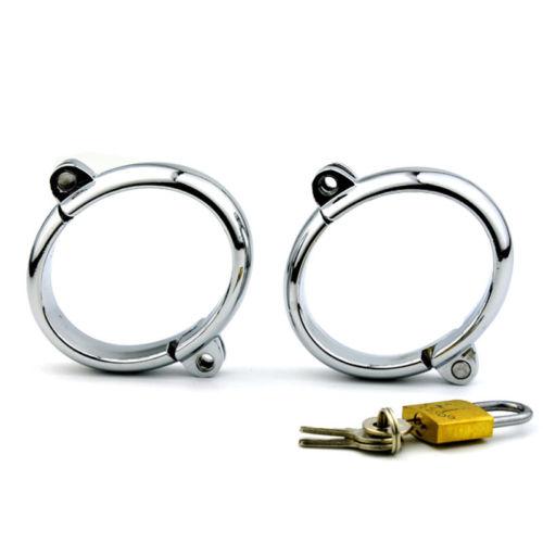 Stainless Steel Restraint Handcuff Shackle Ankle Wrist Cuffs Padlock  Slave Restraint Fantasy Sexy Game Sex Toys for Couples