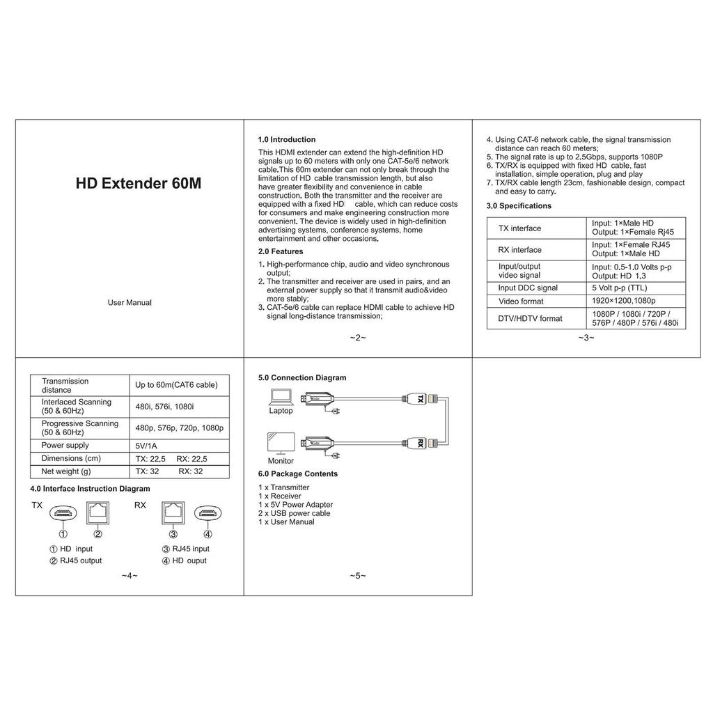 2PCS HDMI-kompatibilní s Rj45 TX RX Samec prodlužovací adaptérový kabel HDMI-Rj45 1080 kabel adaptéru s napájecím zdrojem