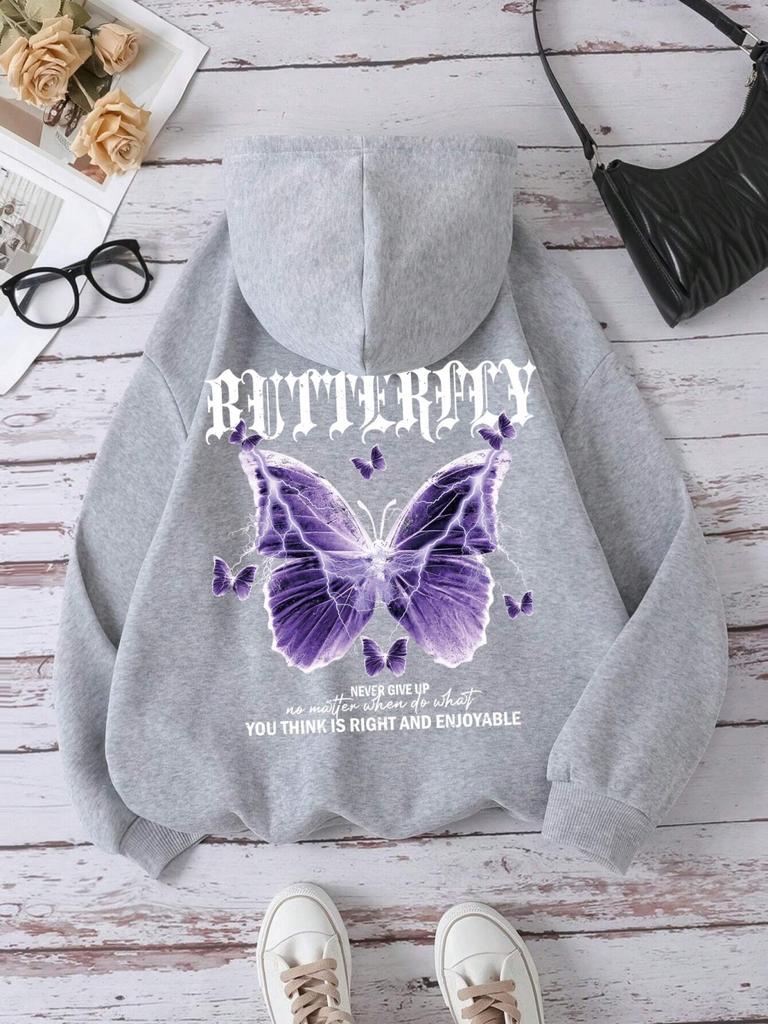 Autumn Men'S Avant-Garde Butterfly Print Soft And Comfortable Hoodie Outdoor City High Street Hoodie