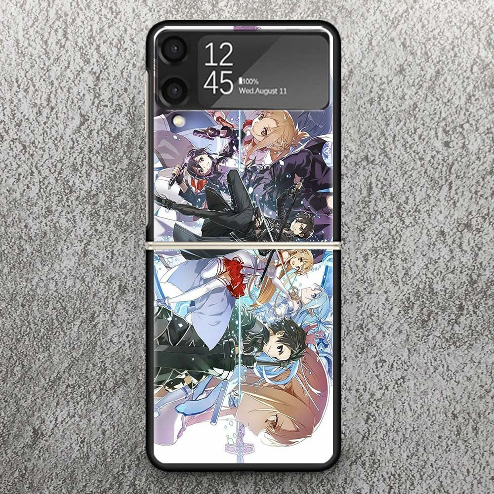 Anime Sword Art Online SAO Print Case For Samsung Galaxy Z Flip 3 4 5 6 7 5G Phone Shell Flip7 Flip6 Flip5 Flip4 Flip3 Pattern C