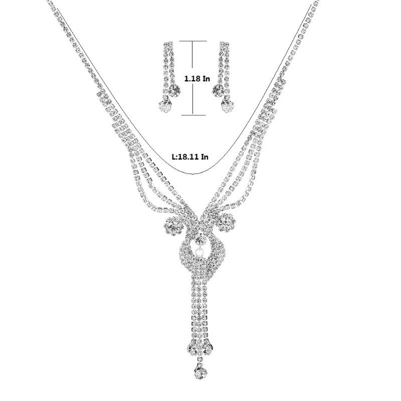 Elegant rhinestone necklace and earring set - diamond-studded accessories for evening gowns