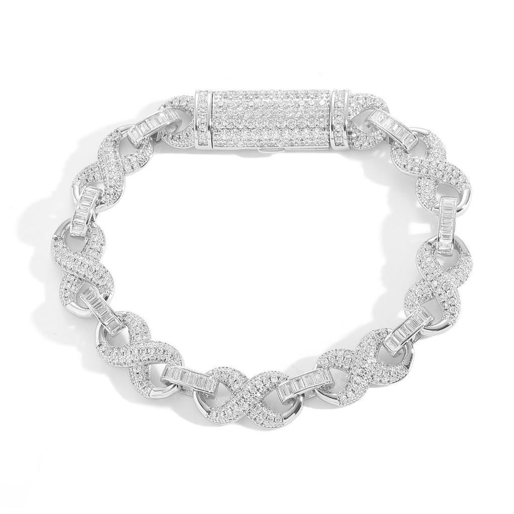 Eternity Lemniscate Bracelet 10mm Figure 8 Cuban Chain Micro Pave Zircon Endless Symbol Hip Hop Jewelry Men Women