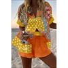 1116 spring and summer European and American fashion women's clothing printed loose shorts short-sleeved shirts cartoon POD fixed