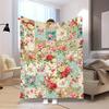 1pc of Flannel Blanket with a Warm and Romantic Themed Print Featuring Roses and Patchwork Patterns. Fashionable, Soft, and Warm, This Versatile Print