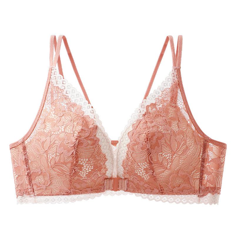 

Бюстгальтер на пуговицах спереди Женский бюстгальтер с красивой спиной Женский собирающий бюстгальтер Бюстгальтер на тонких бретельках Кружевной бюстгальтер Летний бюстгальтер 42/95C розовый