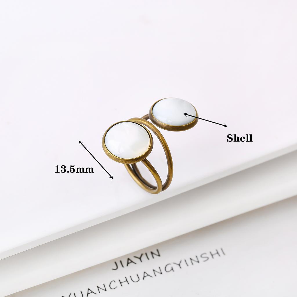 Hot-selling 1pc Natural Round Shell Open-Style Adjustable Ring Charming Fot Women Girls Daily Party Jewelry Unique Design
