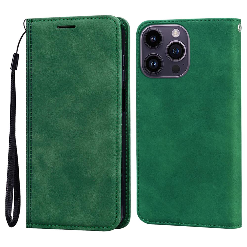 For iPhone 16 Pro Case Business Style Magnetic Closure Leather Phone Cover with Strap