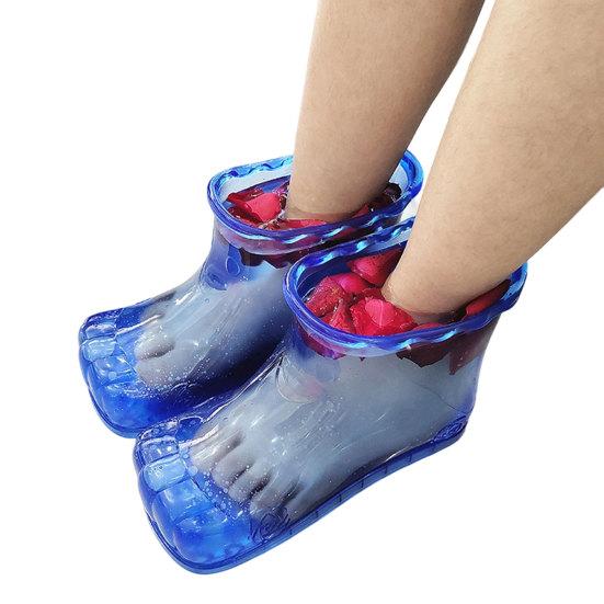 1 Pair Massage Foot Bath Shoes, Portable Feet Soaking Tub Feet Spa Shoes, Pedicure PVC Tall Foot Soaker for Foot Massage Relax