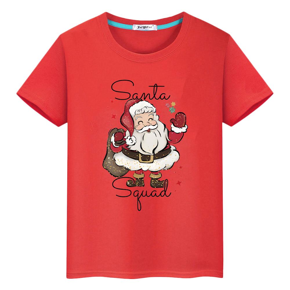 Santa Claus Graphics T Shirt for Kids Boy 10years Cotton Tops Anime Short Merry Christmas Cute Tees Y2k One Piece Girls Clothes