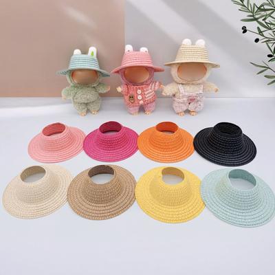 Chapeau de paille pour poupées de 17 cm Chapeau de soleil de plage tissé Bohème Vacances d'été Accessoire photo Cadeau pour les amoureux de poupées