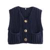 2025 Autumn/Winter Women's V-Neck Sleeveless Three-Button Knit Cardigan Vest