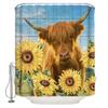 Highland Cow Shower Curtain Rustic Bull Western Farmhouse Cattle Country Restroom Accessories Funny Farm Animal Bathroom Decor