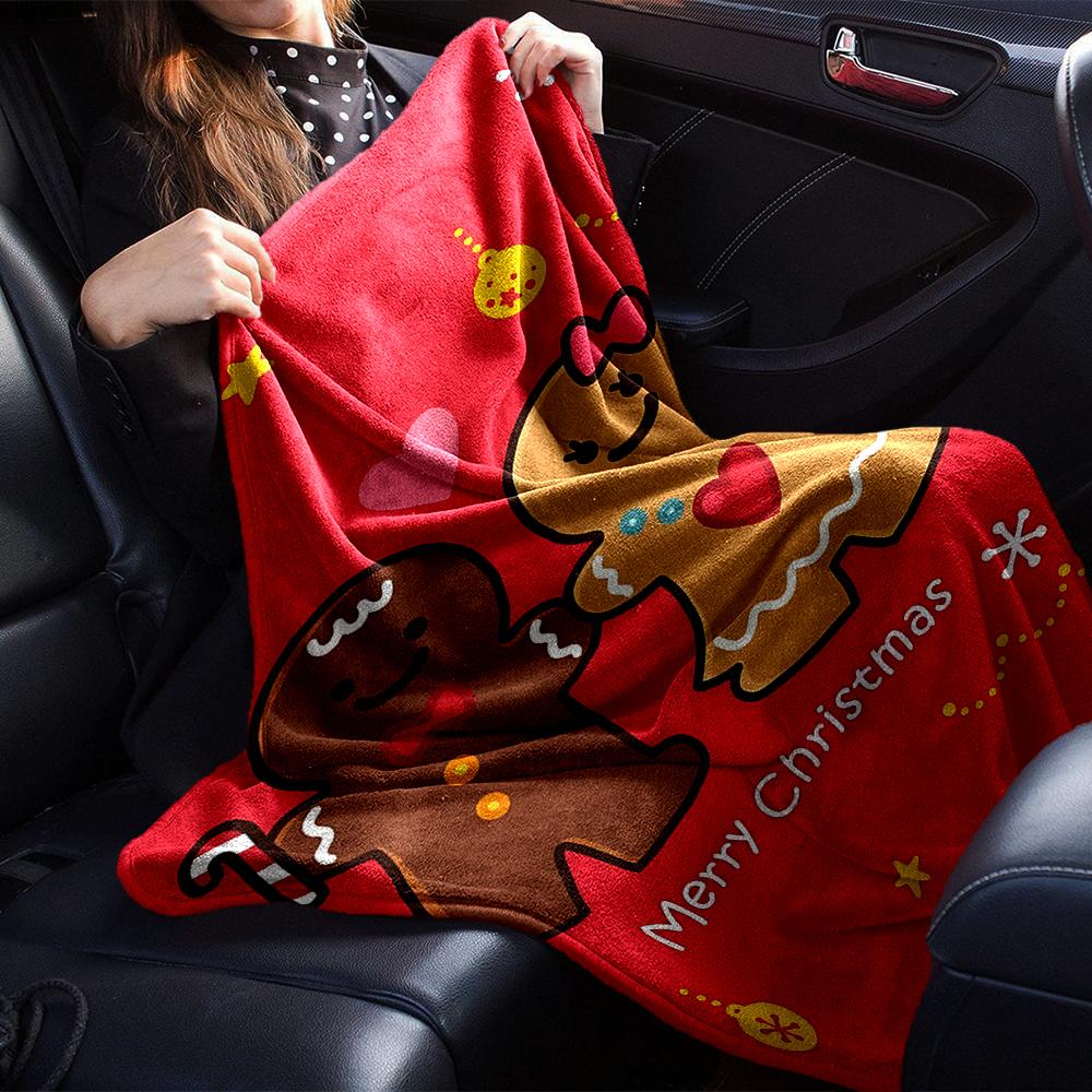 Gingerbread Christmas Couple Blanket Soft Throw Blanket For Home Bedroom Bed Sofa Travel Office Solid Christmas Blanket