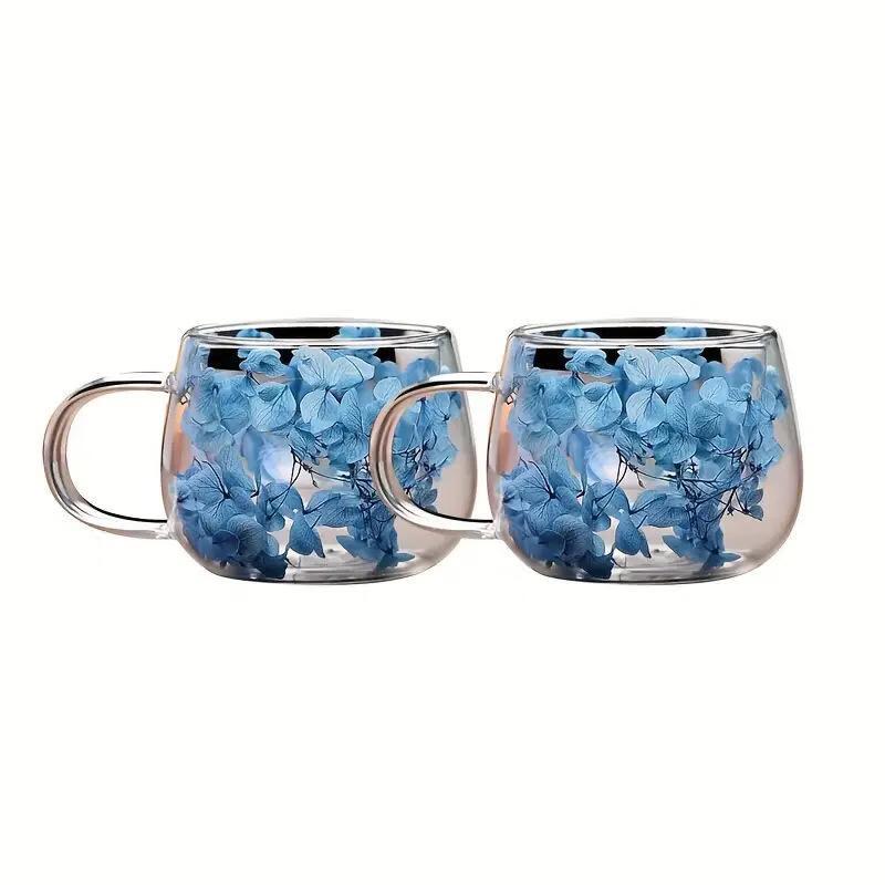 

Shangqi Real Flower Double-Layer Glass Cup