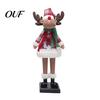 Vintage Christmas Table Centerpieces LED Lighted Figurine, Swirling Glitter Santa Claus Elk Snowman Musical Reindeer Decoration with Music for Holiday